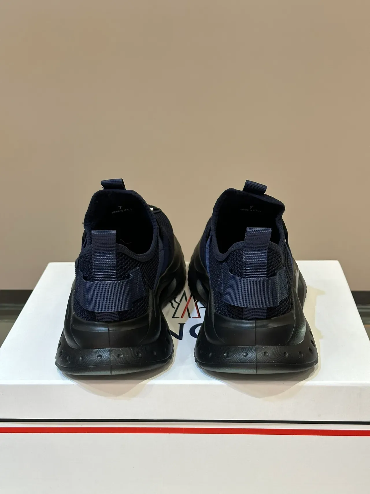 Moncler Navy Knit Laceless Slip-On Sneaker 4