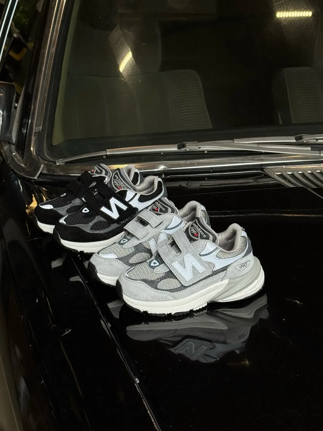 New Balance 990 رمادي أسود سيليويت كثيف حزام فيلكرو مزدوج أحذية أسلوب حياة 5