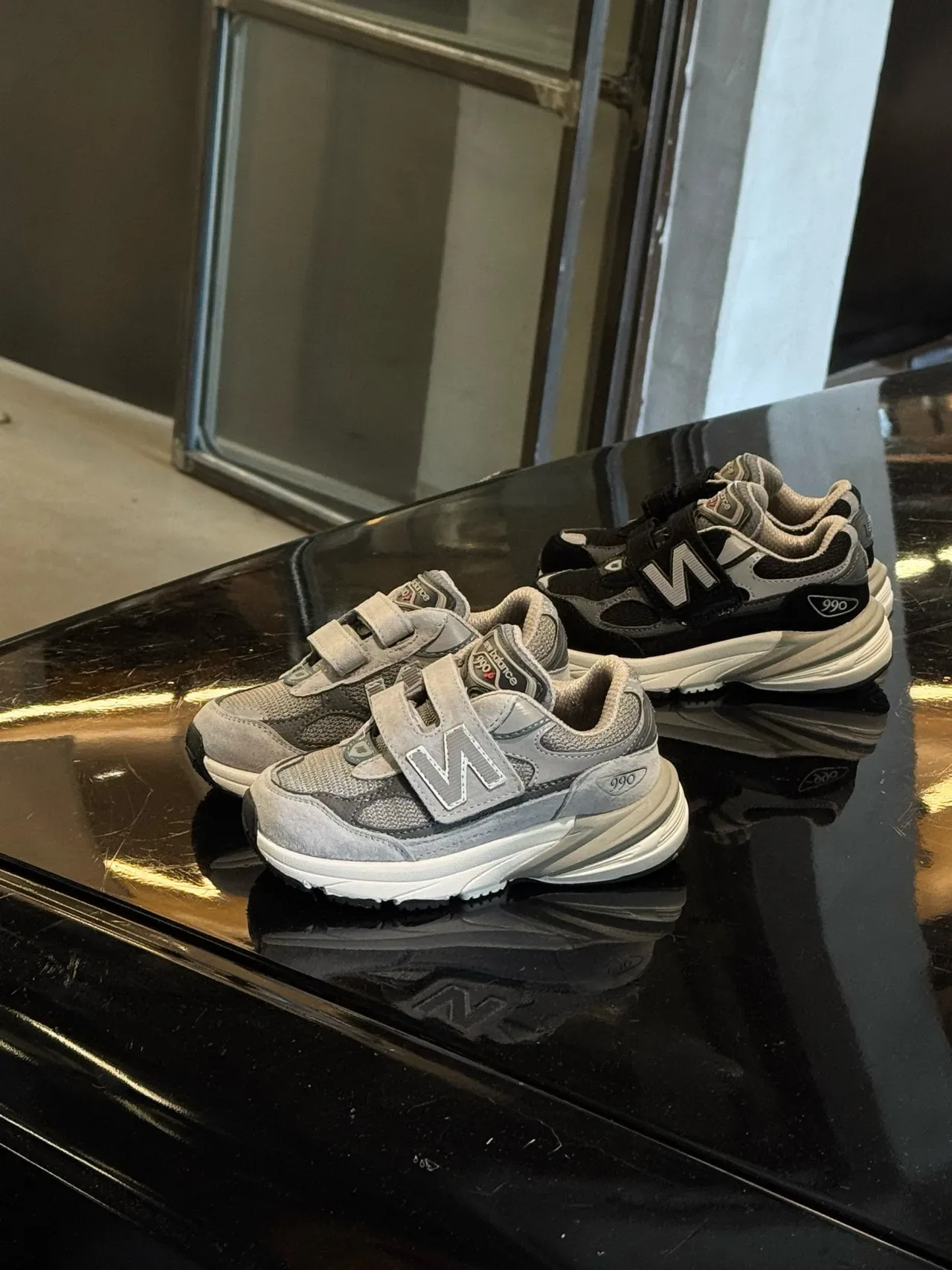 New Balance 990 رمادي أسود سيليويت كثيف حزام فيلكرو مزدوج أحذية أسلوب حياة 7