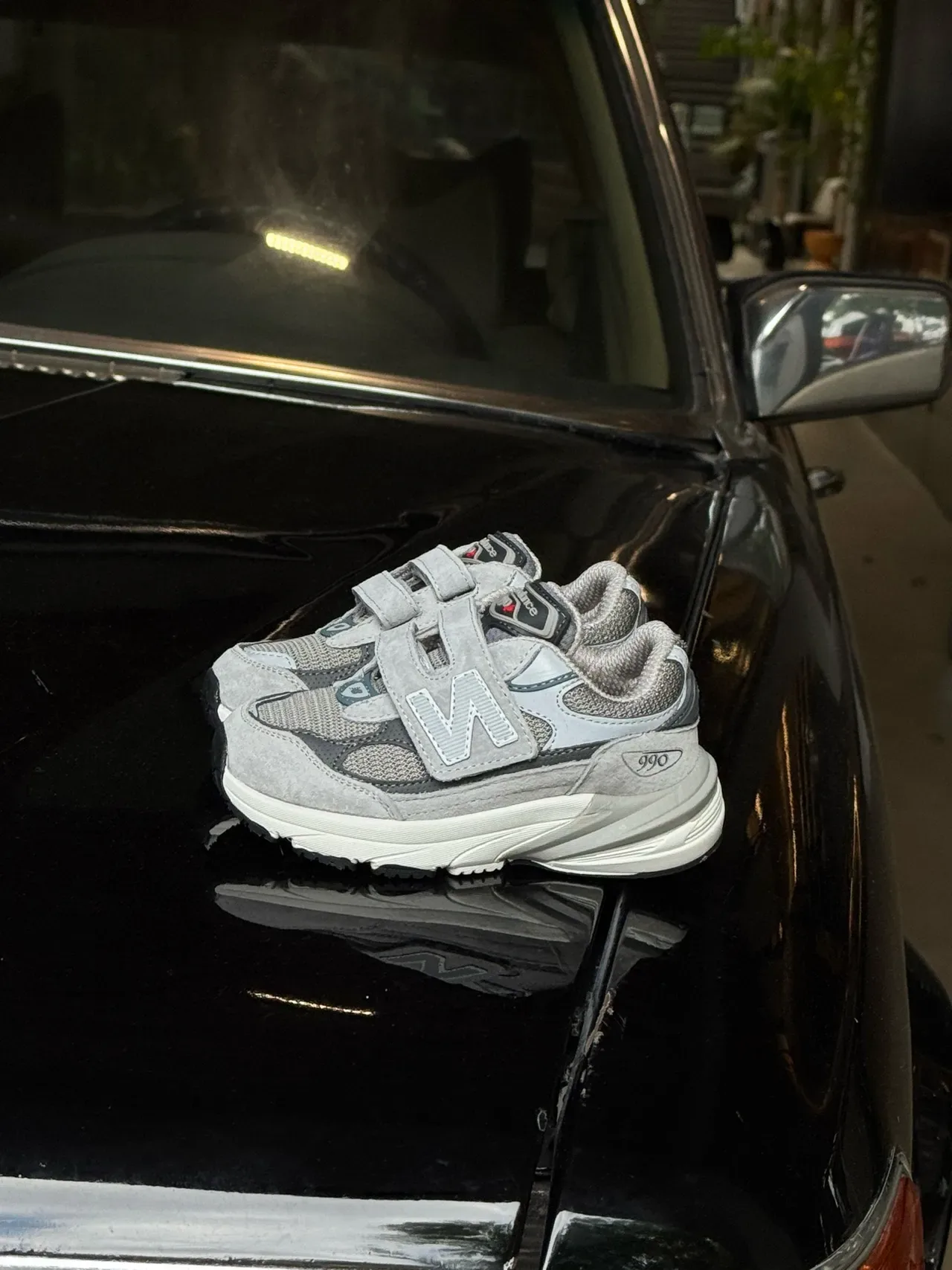 New Balance 990 رمادي أسود سيليويت كثيف حزام فيلكرو مزدوج أحذية أسلوب حياة 19