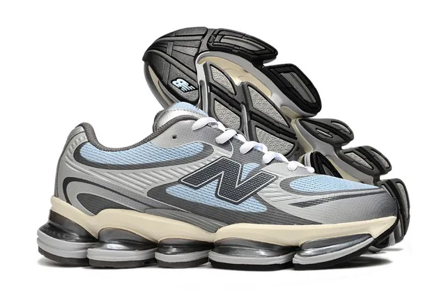 New Balance Bleu gris Segmented Pod Midsole Mesh-Synthetic Hybrid Upper chaussures de course 4