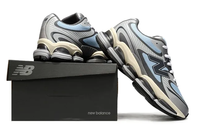 New Balance Bleu gris Segmented Pod Midsole Mesh-Synthetic Hybrid Upper chaussures de course 6