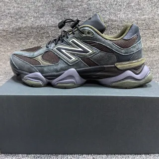 New Balance رمادي أخضر عسكري قاعدة متعددة الطبقات جزء علوي مختلط من السويد والشبكة أحذية رياضية ثقيلة التضخيم