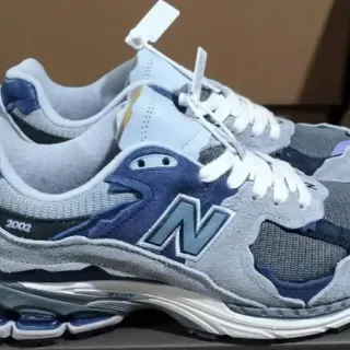New Balance رمادي بحري شبكة طبقات و سويد أعلى طبقات زرقاء أحذية رياضية أسلوب حياة