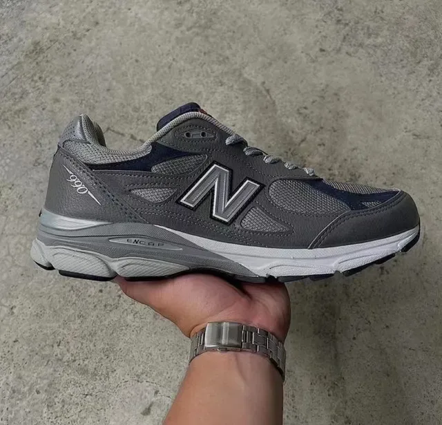 New Balance رمادي بحري شبكة وصناعي بناء التداخل لسان مبطن حذاء رياضي نمط حياة 2