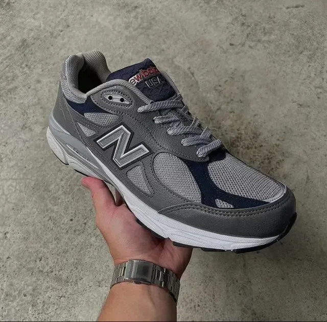 New Balance رمادي بحري شبكة وصناعي بناء التداخل لسان مبطن حذاء رياضي نمط حياة 4