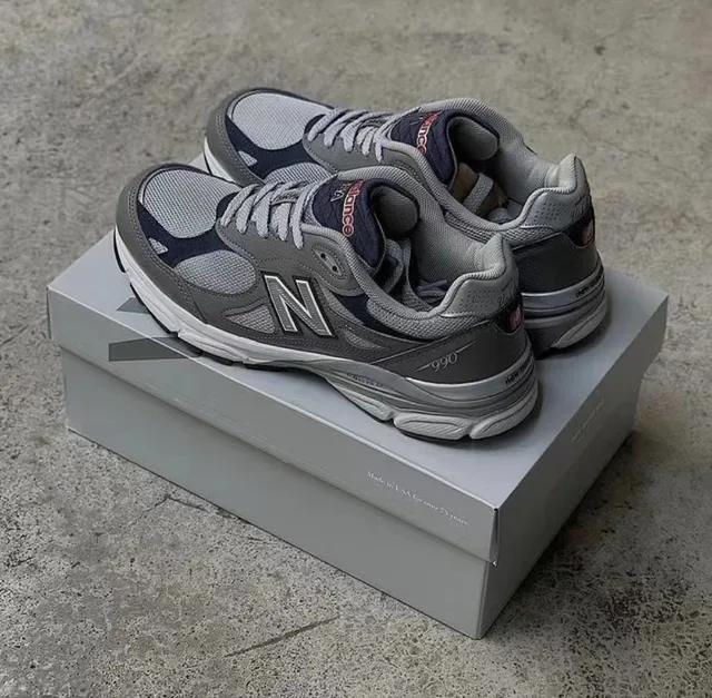New Balance رمادي بحري شبكة وصناعي بناء التداخل لسان مبطن حذاء رياضي نمط حياة 5