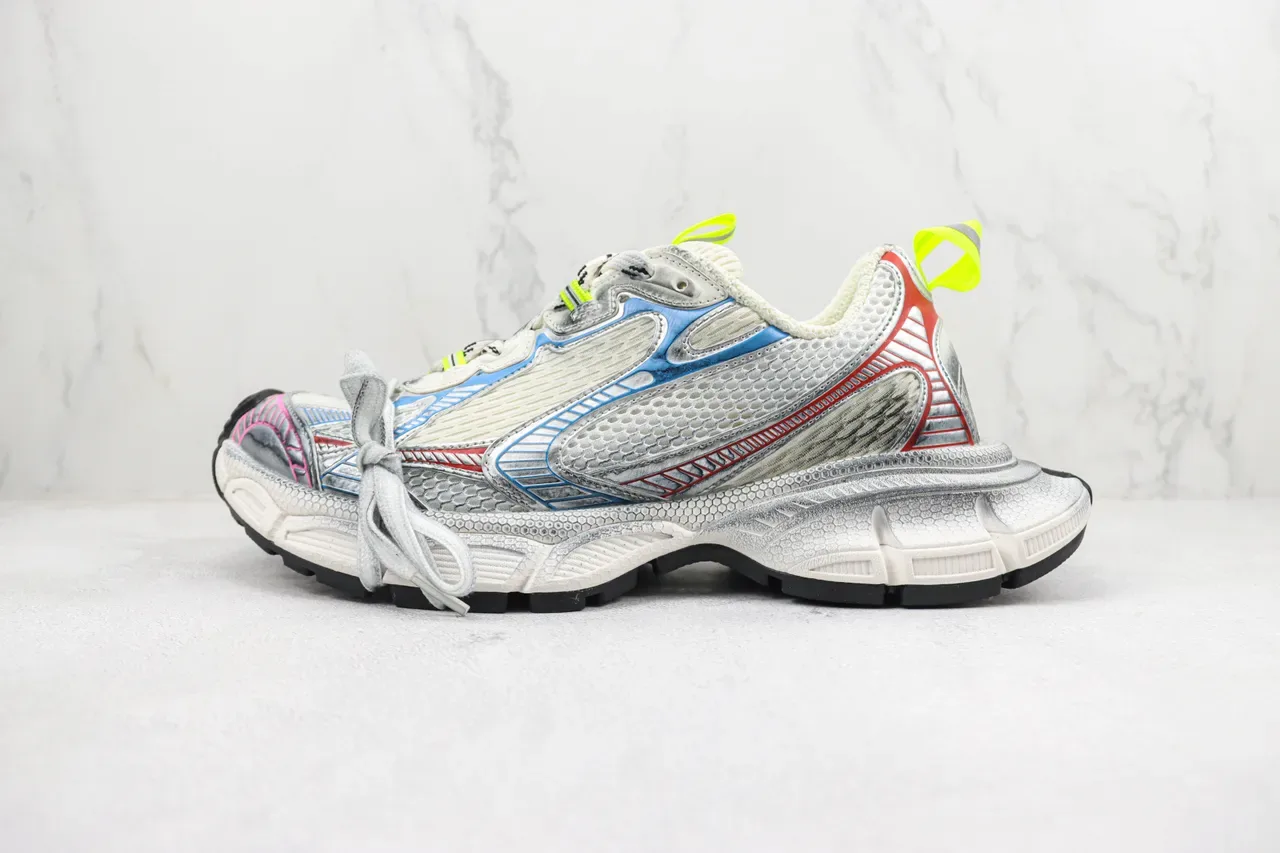 New Balance Silver Multicolor Multi-Layered Midsole Hexagonal Textured Sole Chunky Sneakers 1