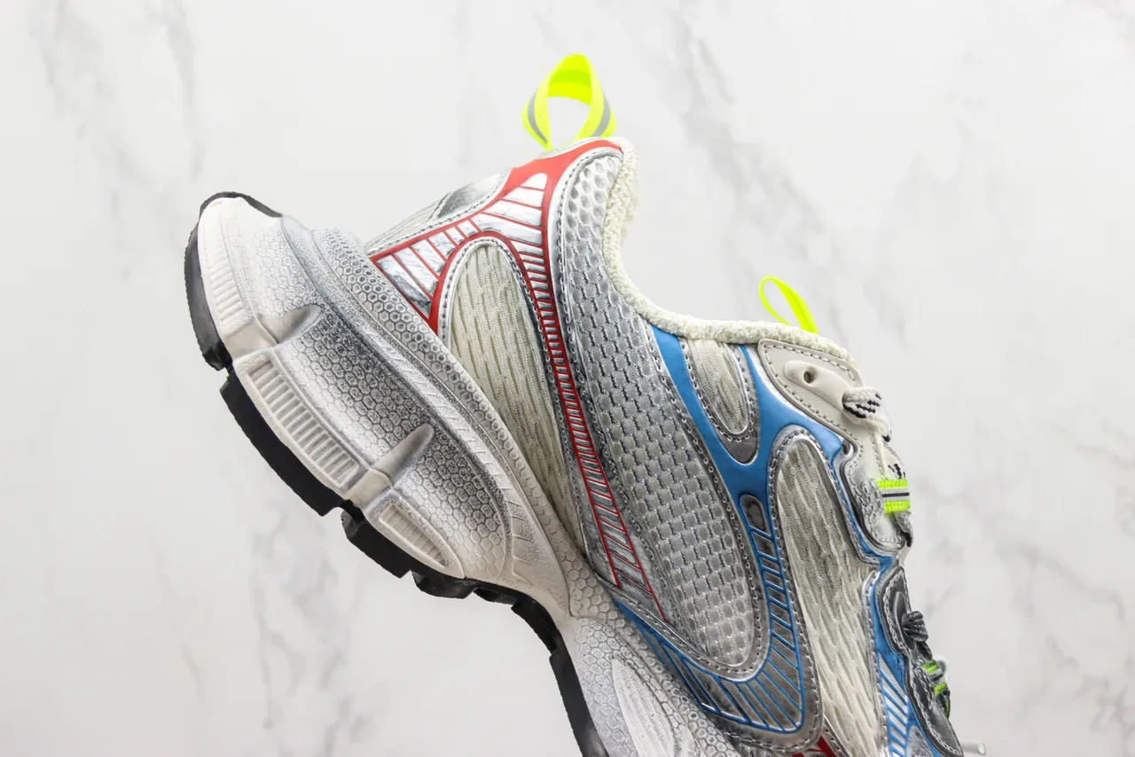 New Balance Silver Multicolor Multi-Layered Midsole Hexagonal Textured Sole Chunky Sneakers 5