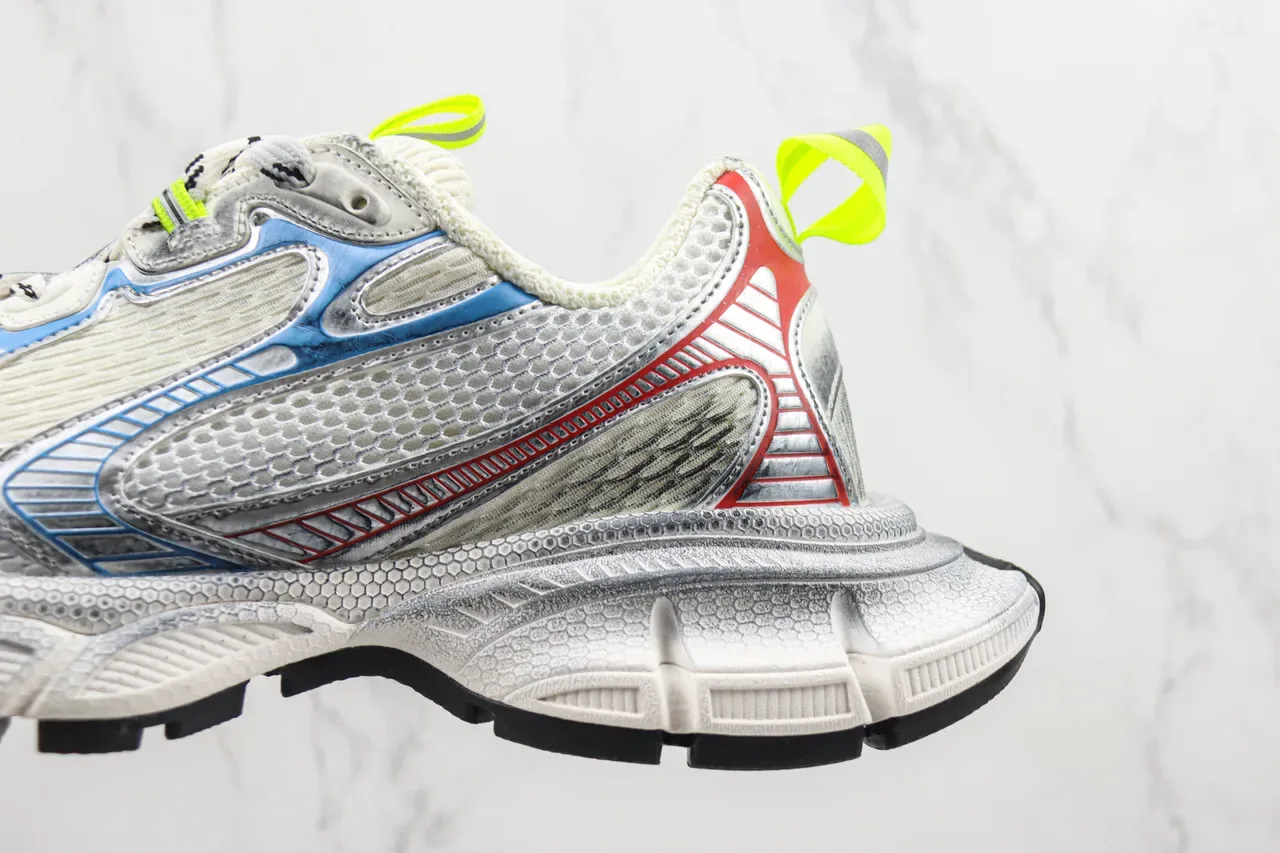 New Balance Silver Multicolor Multi-Layered Midsole Hexagonal Textured Sole Chunky Sneakers 7