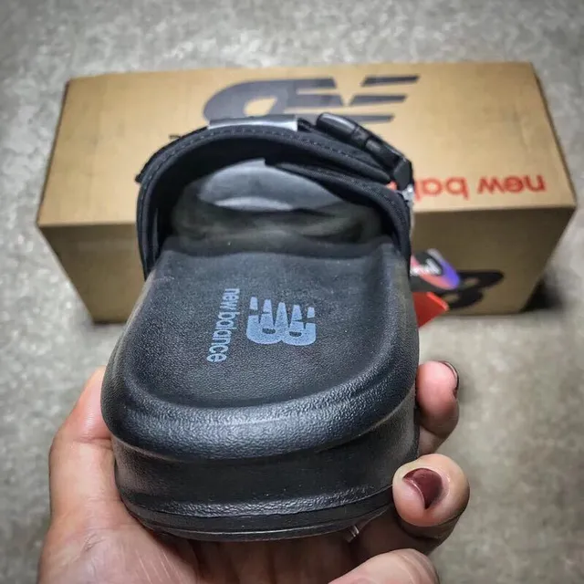 New Balance Slide Black Molded Footbed Buckle Strap Slipper 2
