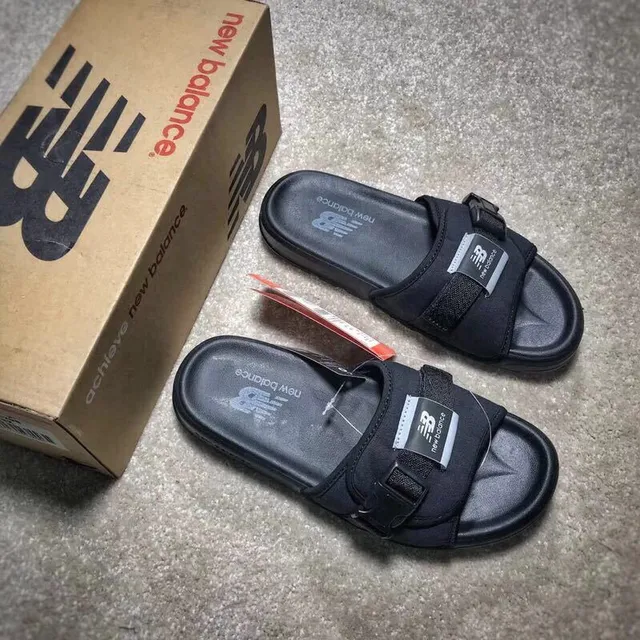 New Balance Slide Black Molded Footbed Buckle Strap Slipper 11