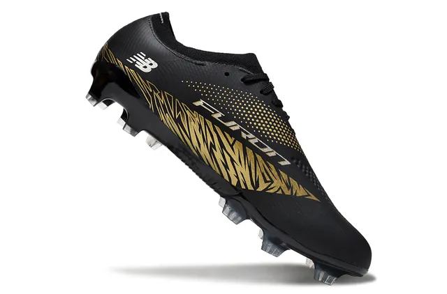 New Balance Speed Ctrl Stud Preto Dourado Campo Firme Sapatos de Futebol 2
