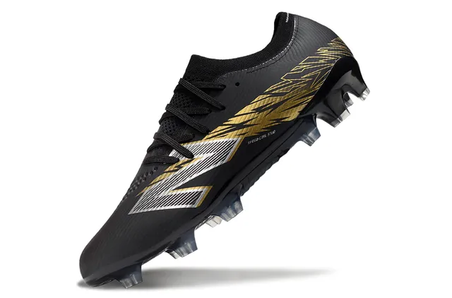 New Balance Speed Ctrl Stud Preto Dourado Campo Firme Sapatos de Futebol 3
