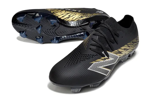 New Balance Speed Ctrl Stud Preto Dourado Campo Firme Sapatos de Futebol 4