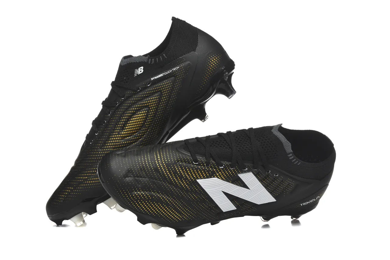 New Balance Tekela Noir et Or Basse Coupe Collet Ajusté Terrain Ferme Chaussures de Football 2