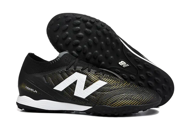 New Balance Tekela Azul Vermelho Baixo Corte Upper Sintético Colar Ajustável para Meia Gramado Artificial Sapatos de Futebol 2