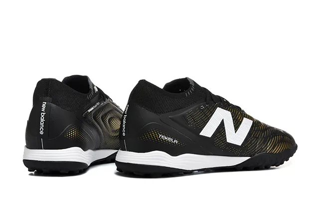 New Balance Tekela Azul Vermelho Baixo Corte Upper Sintético Colar Ajustável para Meia Gramado Artificial Sapatos de Futebol 6