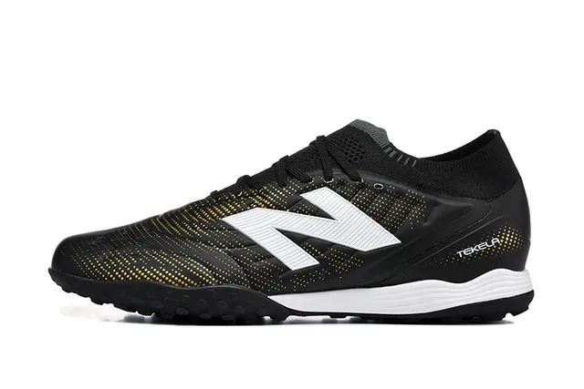 New Balance Tekela Azul Vermelho Baixo Corte Upper Sintético Colar Ajustável para Meia Gramado Artificial Sapatos de Futebol 11