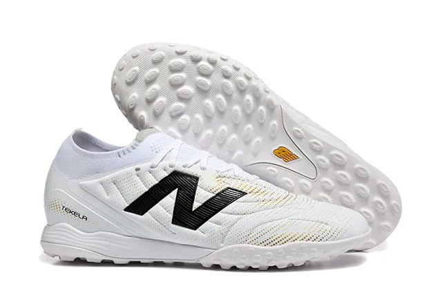 New Balance Tekela Azul Vermelho Baixo Corte Upper Sintético Colar Ajustável para Meia Gramado Artificial Sapatos de Futebol 12