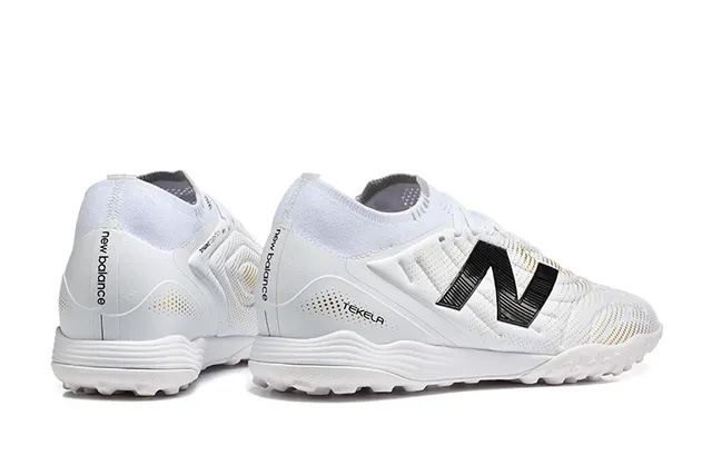 New Balance Tekela Azul Vermelho Baixo Corte Upper Sintético Colar Ajustável para Meia Gramado Artificial Sapatos de Futebol 16