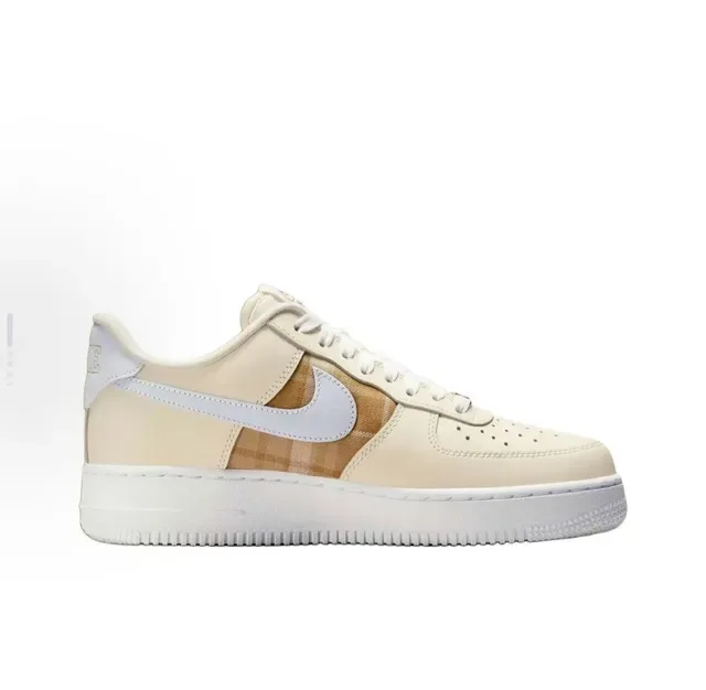 Nike Air Force 1 Beige Plaid Panel Lifestyle Sneakers 6