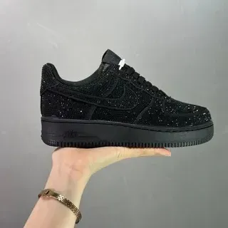 Nike Air Force 1 Black Glitter Embellished Lifestyle Sneakers