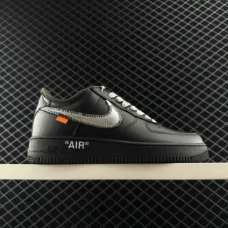 Nike Air Force 1 काला चांदी Swoosh नारंगी टैग लाइफस्टाइल स्नीकर