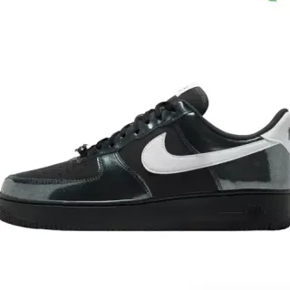 Nike Air Force 1 Black White Low-Top Iridescent Patent Upper Lifestyle Sneakers