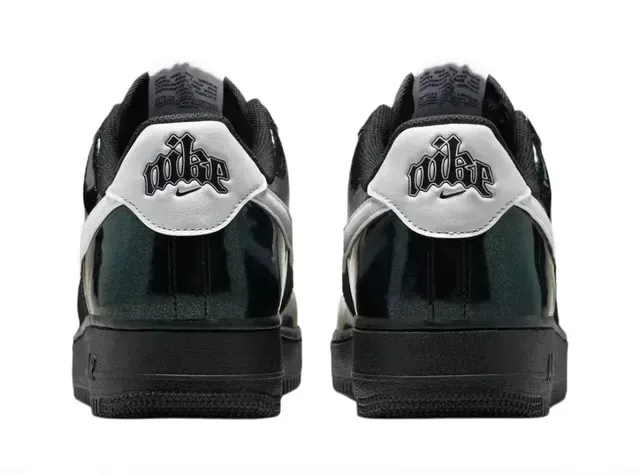 Nike Air Force 1 Black White Low-Top Iridescent Patent Upper Lifestyle Sneakers 3