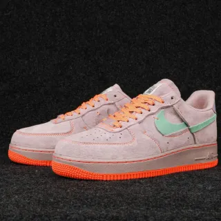 Nike Air Force 1 Gray Orange Suede Upper Contrast-Stitched Lifestyle Sneakers