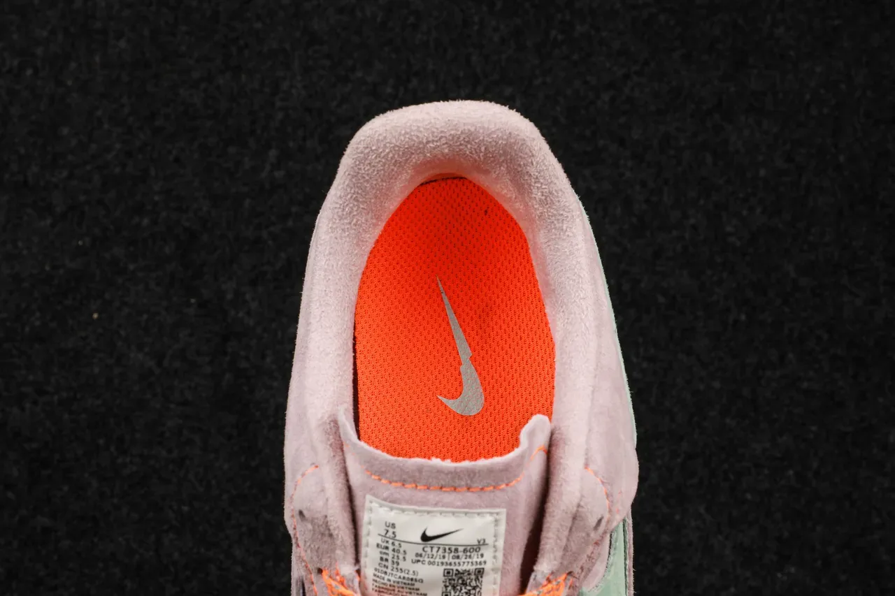 Nike Air Force 1 Gray Orange Suede Upper Contrast-Stitched Lifestyle Sneakers 2