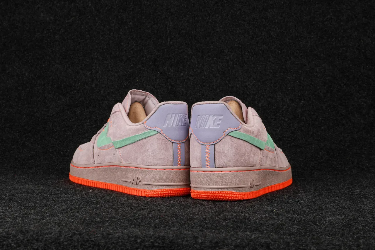 Nike Air Force 1 Gray Orange Suede Upper Contrast-Stitched Lifestyle Sneakers 7