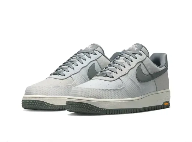 Nike Air Force 1 Gray Textured Upper Vibram Sole Lifestyle Sneakers 5