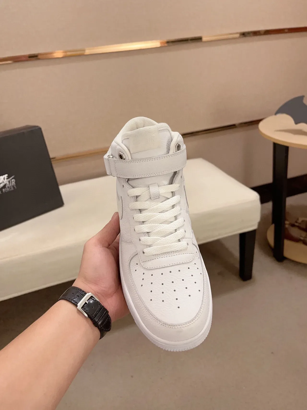 Nike Air Force 1 High All-White Lifestyle Sneakers 9
