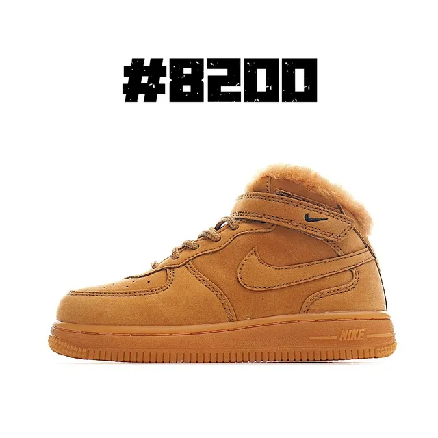 Nike Air Force 1 High White and Tan Shearling-Lined Lifestyle Sneakers 5