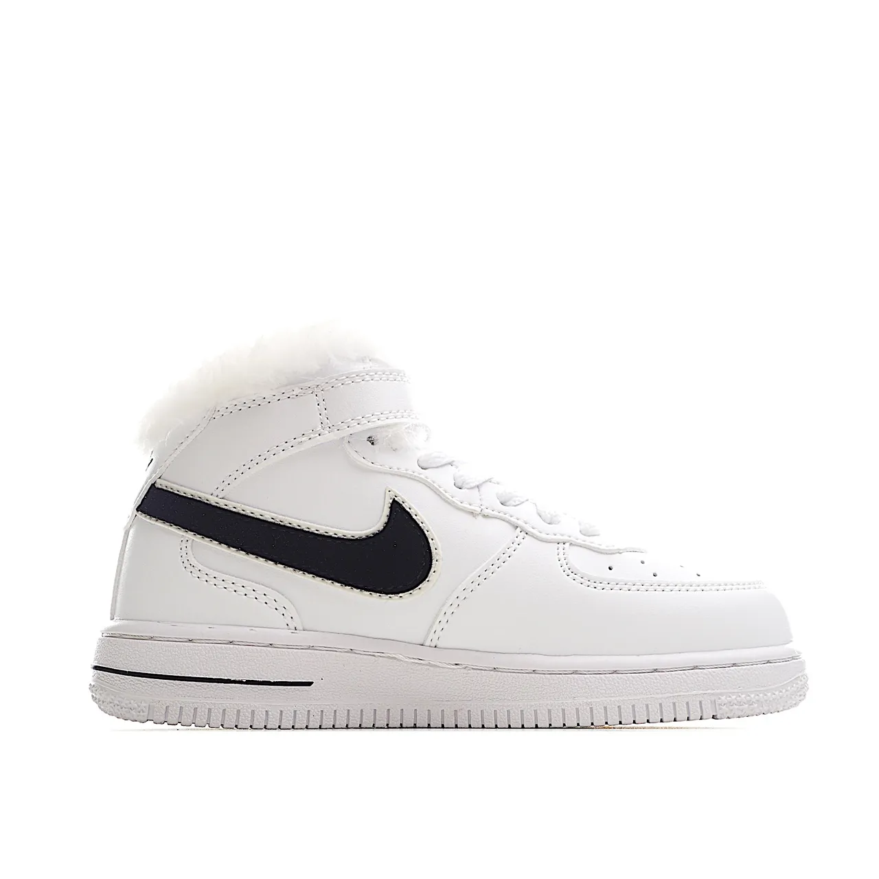 Nike Air Force 1 High White and Tan Shearling-Lined Lifestyle Sneakers 8