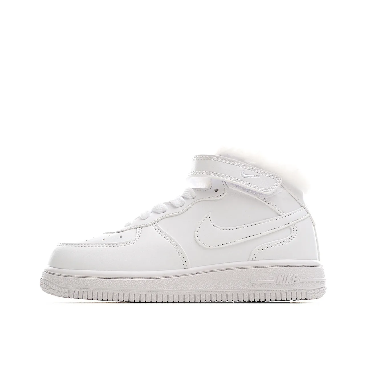 Nike Air Force 1 High White and Tan Shearling-Lined Lifestyle Sneakers 16