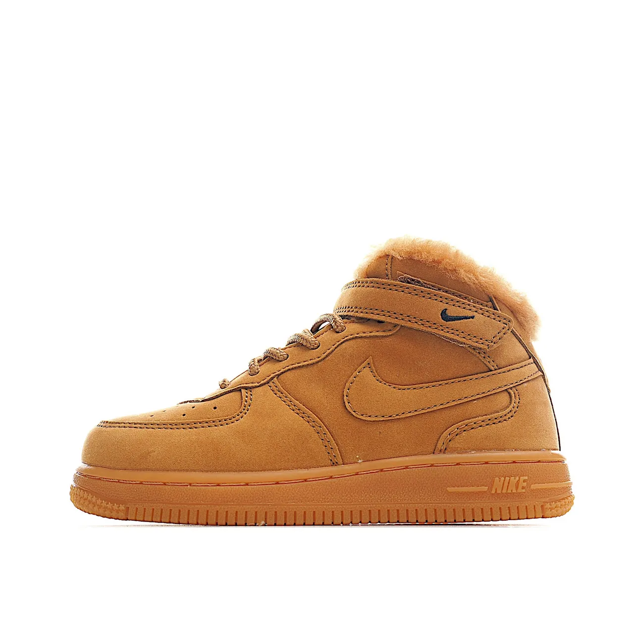 Nike Air Force 1 High White and Tan Shearling-Lined Lifestyle Sneakers 20