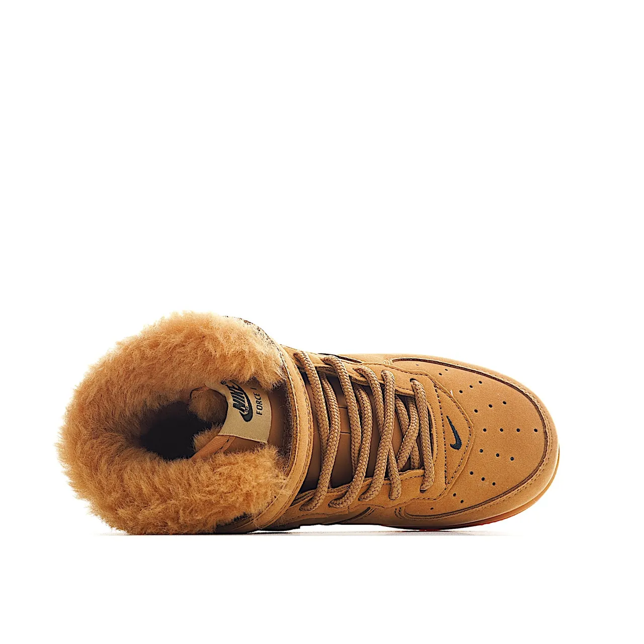 Nike Air Force 1 High White and Tan Shearling-Lined Lifestyle Sneakers 21