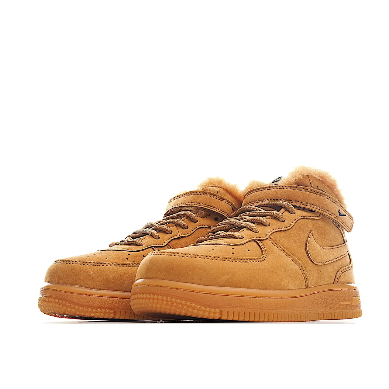 Nike Air Force 1 High White and Tan Shearling-Lined Lifestyle Sneakers 23
