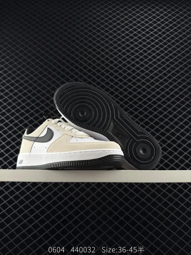 Nike Air Force 1 Low Beige and Black Lifestyle Sneakers 5