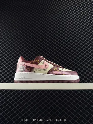 Nike Air Force 1 Low Burgundy Pink Cream Graphic Print Lifestyle Sneakers 2
