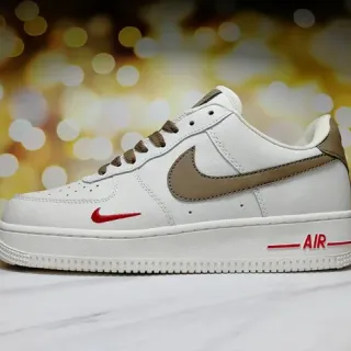 Nike Air Force 1 Low White Taupe Red Lifestyle Sneakers