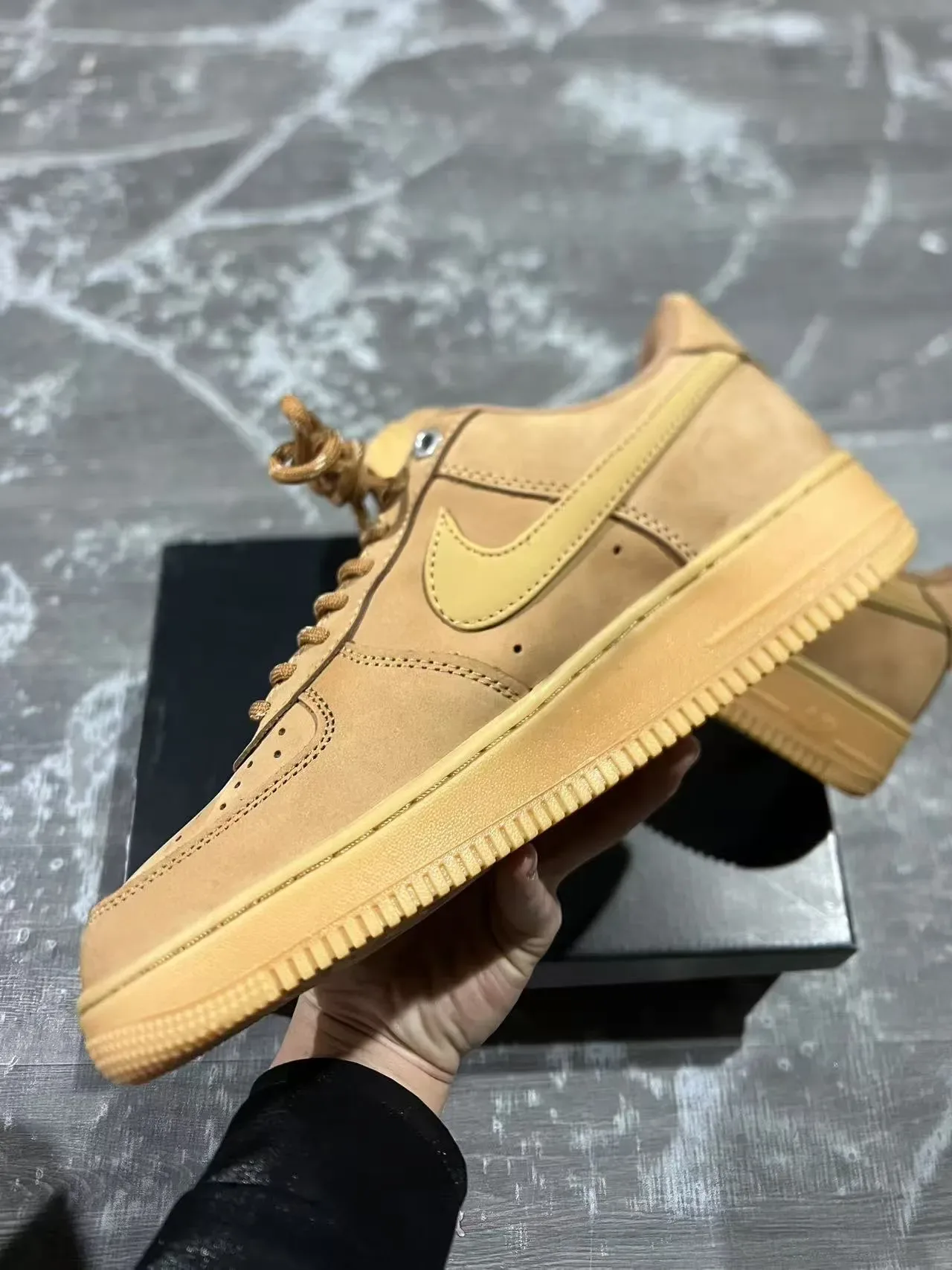 Nike Air Force 1 Monochromatic Tan Suede Lifestyle Sneakers 5