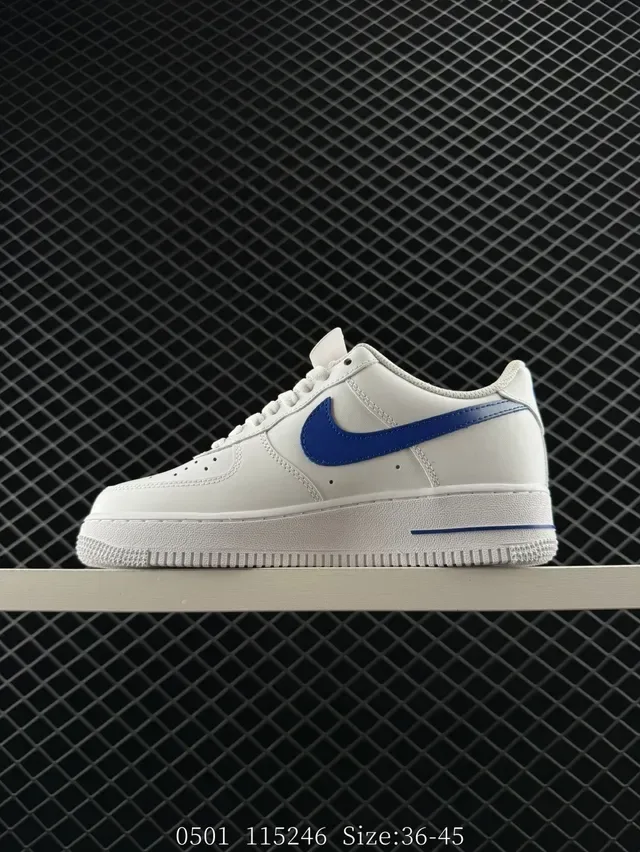 Nike Air Force 1 White and Royal Blue Lifestyle Sneakers 4