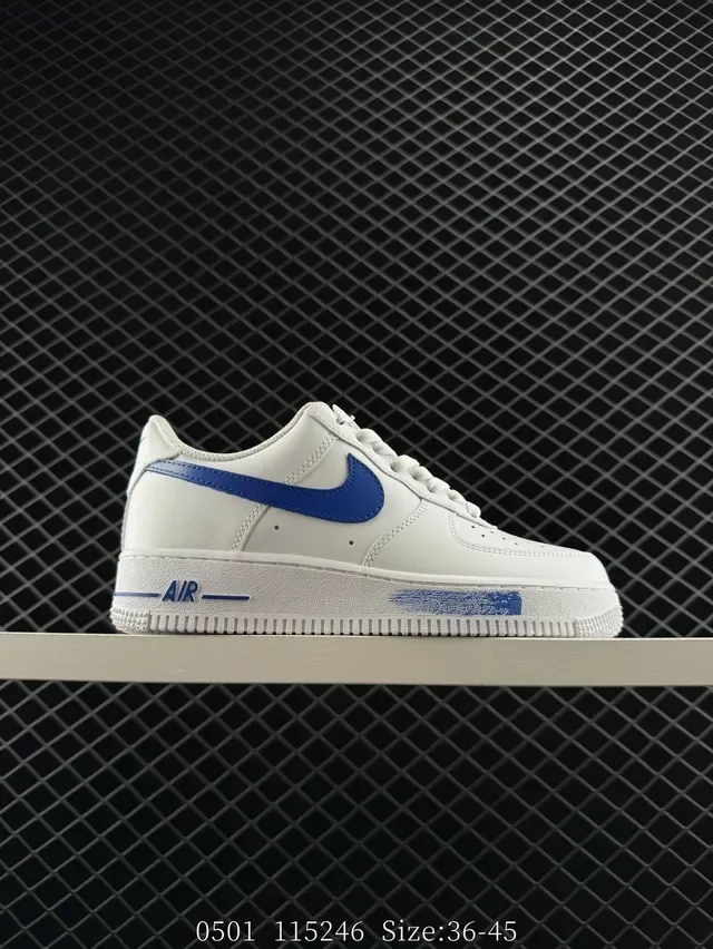 Nike Air Force 1 White and Royal Blue Lifestyle Sneakers 5