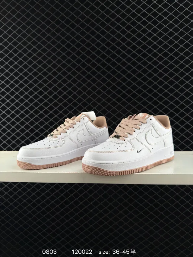 Nike Air Force 1 White and Tan Lifestyle Sneakers 2