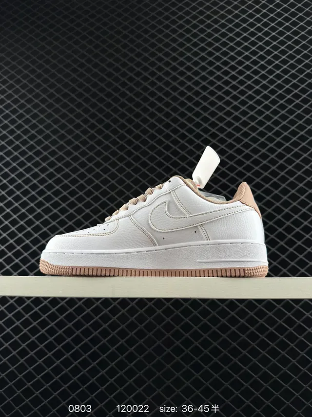 Nike Air Force 1 White and Tan Lifestyle Sneakers 5