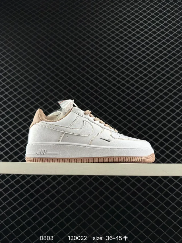Nike Air Force 1 White and Tan Lifestyle Sneakers 6